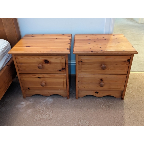 35 - Pair 2 Drawer Solid Pine Bedside Tables - 45x40x47cm