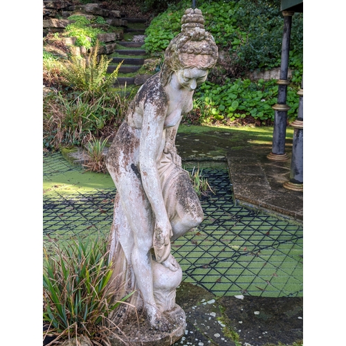 4 - Large 165cm Heavy Reconstituted Stone  Garden Statue, Lady Bathing. Excellent Weathering, Patina / M... 