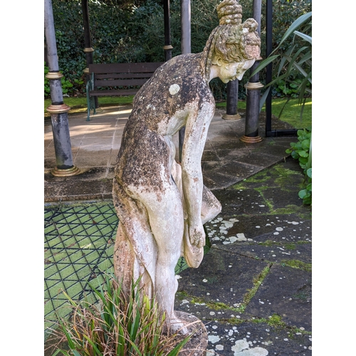 4 - Large 165cm Heavy Reconstituted Stone  Garden Statue, Lady Bathing. Excellent Weathering, Patina / M... 