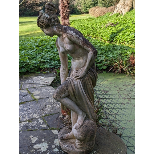 4 - Large 165cm Heavy Reconstituted Stone  Garden Statue, Lady Bathing. Excellent Weathering, Patina / M... 