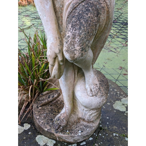 4 - Large 165cm Heavy Reconstituted Stone  Garden Statue, Lady Bathing. Excellent Weathering, Patina / M... 