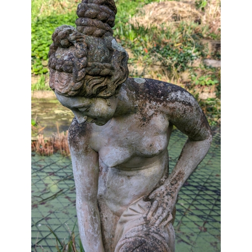 4 - Large 165cm Heavy Reconstituted Stone  Garden Statue, Lady Bathing. Excellent Weathering, Patina / M... 