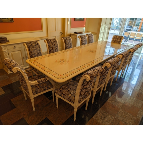 44 - Exceptional Bespoke Hand Made 360cm 12 Seater Dining Table, With Three Corinthian Pillar / Floral Hi... 