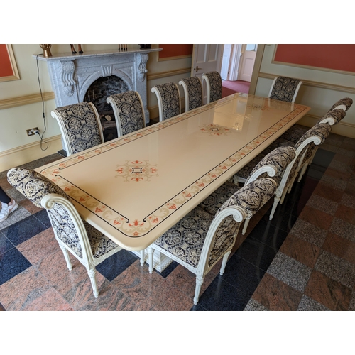 44 - Exceptional Bespoke Hand Made 360cm 12 Seater Dining Table, With Three Corinthian Pillar / Floral Hi... 