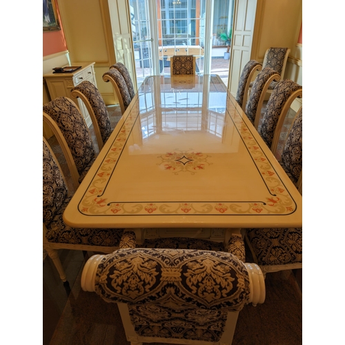 44 - Exceptional Bespoke Hand Made 360cm 12 Seater Dining Table, With Three Corinthian Pillar / Floral Hi... 