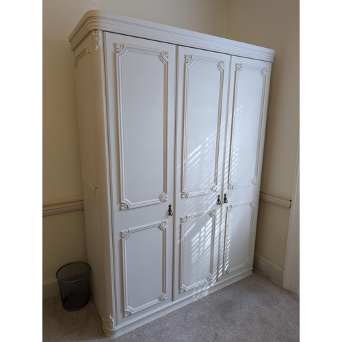 54 - Large 3 Door Bespoke Handmade Bedroom Wardrobe - Panel Design With Well carved Design Excellent Qual... 