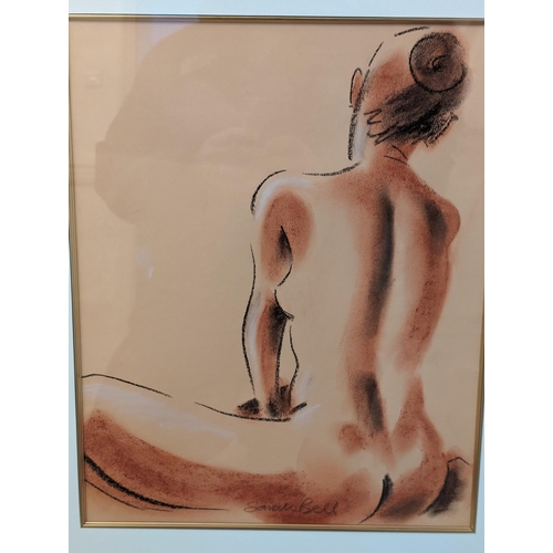 62 - Pair Large Sarah Bell Original Artworks - Oil Pastels - Male / Female Nude Figural - Wonderful Paint... 