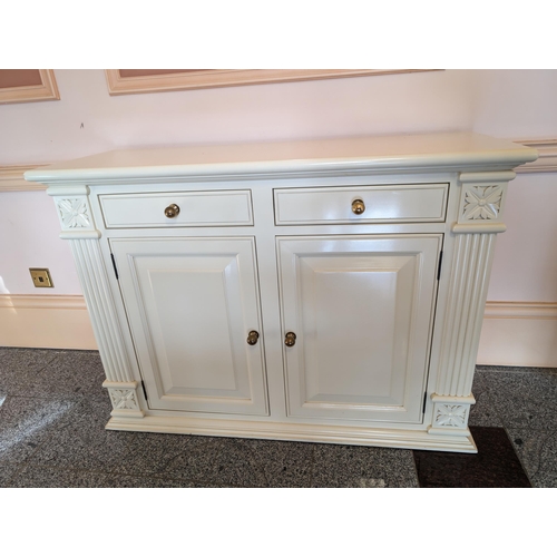 71 - Impressive Bespoke Handmade Corinthian Pillar / Floral Carved Solid Wood Gloss Sideboard - Off Excel... 