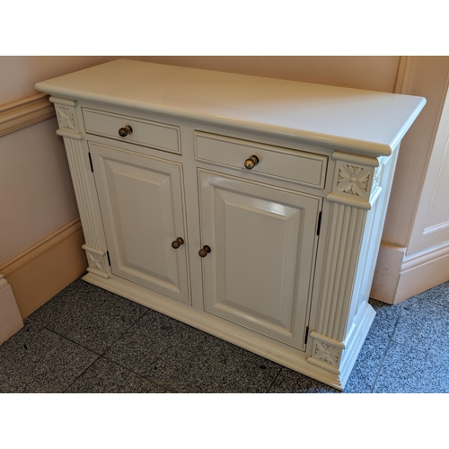 72 - Impressive Bespoke Handmade Corinthian Pillar / Floral Carved Solid Wood Gloss Sideboard - Off Excel... 