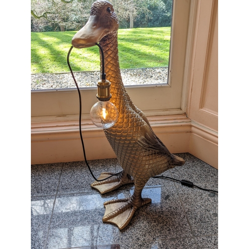 74 - Fabulous Large 90cm Runner Duck Floor Lamp - Gilt Effect, Resin Construction. A wonderful Centrepiec... 