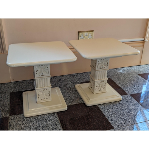 83 - Bespoke Handmade Corinthian Pillar / Floral Style Coffee Table And Two Side Tables - Have Some Scuff... 