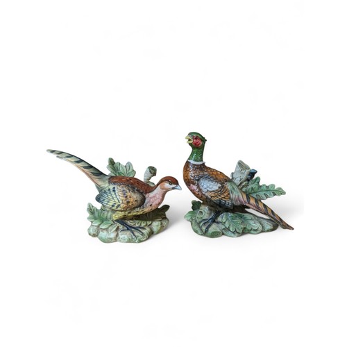 165 - Vintage Ceramic Pheasant Ornaments - One Marked S To Base - Both Excellent Condition 20cm