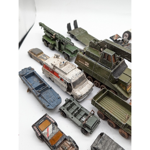 130 - Good Bundle Playworn Diecast Vehicles - Including Shado 2, Dinky Rocket Launcher DUKW Amphibian, Tri... 