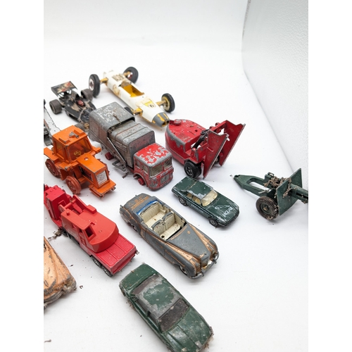 130 - Good Bundle Playworn Diecast Vehicles - Including Shado 2, Dinky Rocket Launcher DUKW Amphibian, Tri... 