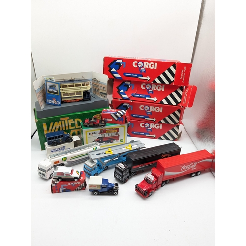 131 - Good Bundle of 9 Boxed Corgi Diecast To Include - Ford Sierra, Limited Edition Tramlines, Coca Cola ... 