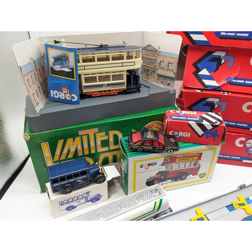 131 - Good Bundle of 9 Boxed Corgi Diecast To Include - Ford Sierra, Limited Edition Tramlines, Coca Cola ... 