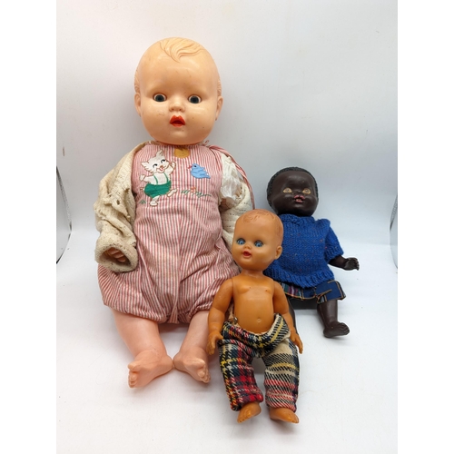 142 - Large Vintage 61cm Large Hard Plastic OK Kader Doll Marked B3520 Along with Smaller Vintage Doll and... 