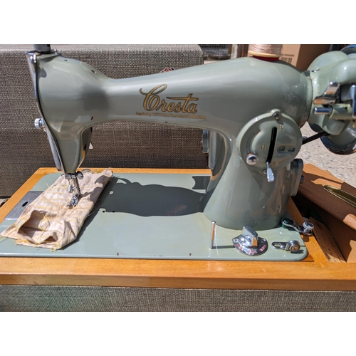 31 - Vintage Cresta Electric Sewing Machine In Excellent Condition, Hillman Electric Motor Original Box O... 