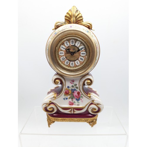 126A - Vintage Blessing West German Porcelain  Mantel Clock - West German Movement - Supported on Well Deco... 