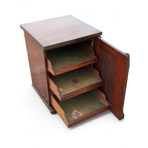 9A - Unusual Likely Victorian Or Earlier Solid Wood Side Cabinet, Unusual Design With Three Felt Lined In... 