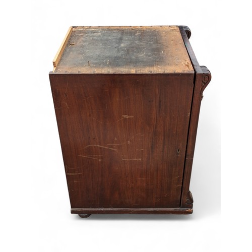 9A - Unusual Likely Victorian Or Earlier Solid Wood Side Cabinet, Unusual Design With Three Felt Lined In... 