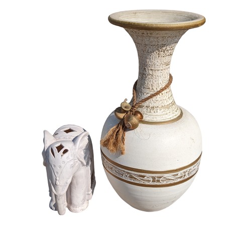 122 - Large Decorative Vase - Plus Interesting Elephant Design Candle Holder 51x25cm