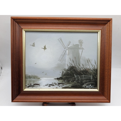 48H - Pair Oil On Canvas B. Oldfield Landscape Scene & C Burke? Nautical Scene (34x28cm) Along With Pair P... 