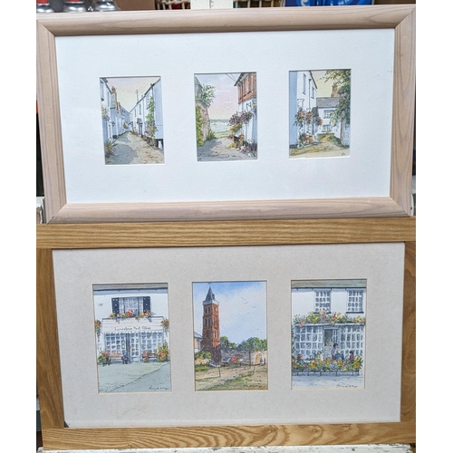 48J - Two Trio Original Ink / Watercolor Originals Jenny De La Haye - Both Depicting Scenes of Lympstone -... 