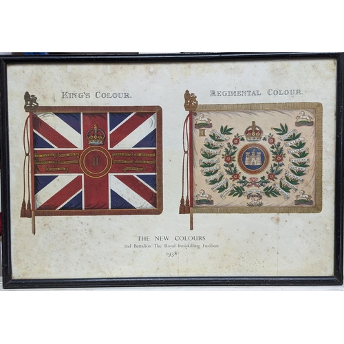 48N - Kings & Regimental COlours Vintage Print 16x11