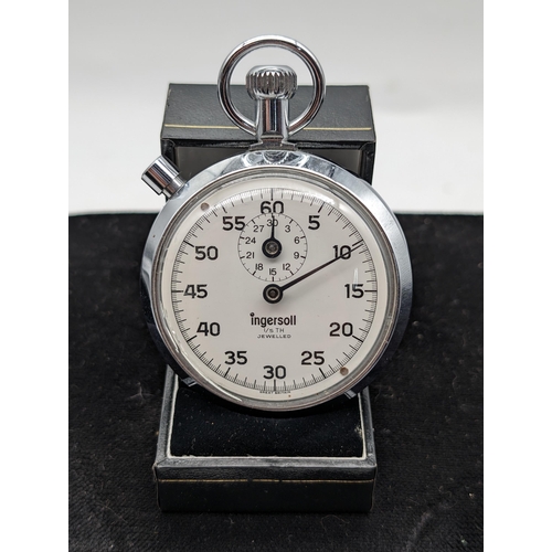 484 - Vintage Ingersoll 1/5th Jewelled Stopwatch Needs Attention