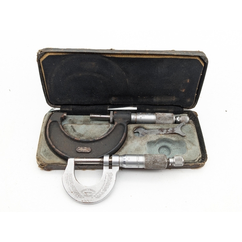 496 - Pair Of Moore & Wright Sheffield Vintage Micrometers - No 961 & Cased No 966