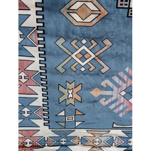 11C - Fabulous Ines Turkish Rug - With Wonderful Geometric Pattern and Tassle Ends, Condition Good with So... 