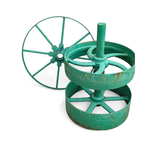 21 - Reclaimed Water Mill Components - Large Wheel 80cm - Twin Wheel 60x85cm Iron - Very Heavy and Attarc... 