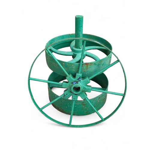 21 - Reclaimed Water Mill Components - Large Wheel 80cm - Twin Wheel 60x85cm Iron - Very Heavy and Attarc... 