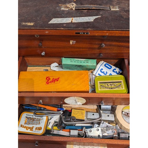 29 - Excellent Vintage Engineers Drawer Chest Stuffed Full of Tools - Very Heavy and Lots To Rummage Thro... 