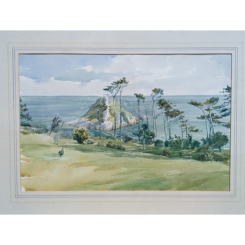 47 - Andrew Johnson Original Watercolour Thatcher Rock - Excellent Original Watercolour Of a Local Point ... 