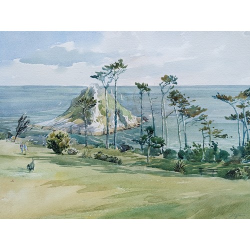 47 - Andrew Johnson Original Watercolour Thatcher Rock - Excellent Original Watercolour Of a Local Point ... 