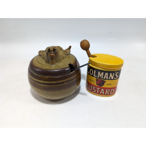 64 - Vintage Colmans & Acanthus Mustard Pots - Colemans Has Crack to Reverse Small Loss to Bulls Horn