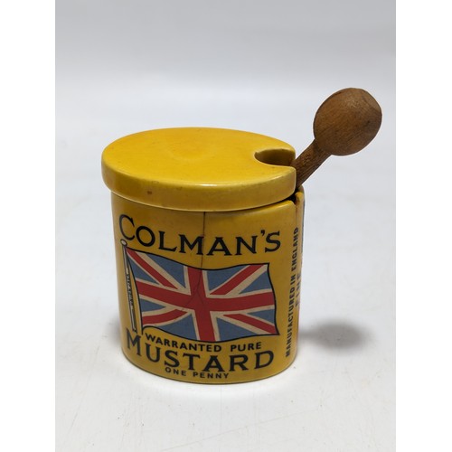 64 - Vintage Colmans & Acanthus Mustard Pots - Colemans Has Crack to Reverse Small Loss to Bulls Horn