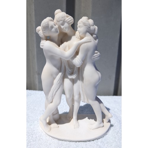 68 - Trio Of Vintage Ornaments, Three Graces, Bust and Dancing Figures Largest 35cm