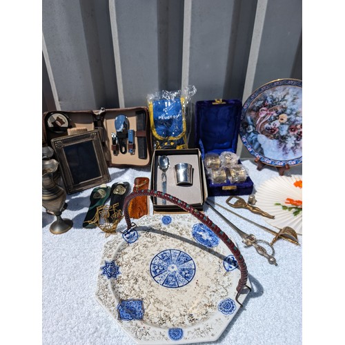 88 - Eclectic Group Mixed Collectables, Looney Tunes Glass Decanter, Letter Openers, Ceramics, Vintage Tr... 