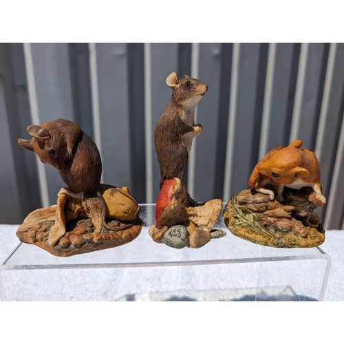 94 - Quantity (3) Excellent Border Fine Arts Mouse Ornaments - Excellent Condition