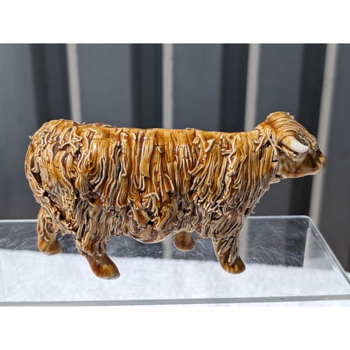 97 - Believed Castle Wynd / Beswick? Pottery Highland Cow Figurine 20cm Marked to Base But Indistinct Exc... 