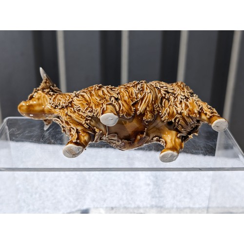 97 - Believed Castle Wynd / Beswick? Pottery Highland Cow Figurine 20cm Marked to Base But Indistinct Exc... 