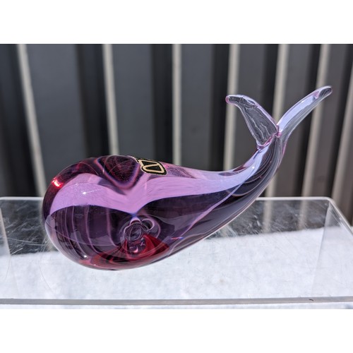 103 - Quantity (7) Murano Glass Figures, Two Large Cockerels 25cm, Clwon, Large Fish 20cm, Two Small Amber... 