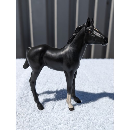 106 - Pair Beswick Horse H2466 Black Beauty, Plus Black Foal Both Excellent Condition