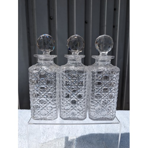 113 - Group (3)  Antique Cut Glass Decanters 23cm