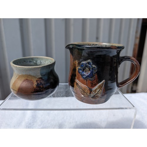 123 - Studio Pottery Jug and Bowl, Marked M Coleman to Base