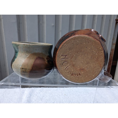 123 - Studio Pottery Jug and Bowl, Marked M Coleman to Base