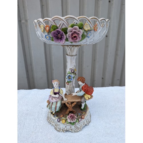 128 - Large Vintage PMP Shierholz Plaue Porcelain Centrepiece Bowl, With Excellent Hand Painted Figures an... 